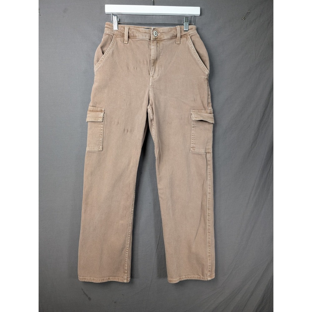 Hollister Ultra High-Rise Dad Jean Khaki Tan Cargo Pants W26S 355D3351